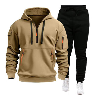 Men's Multi-pocket Zipper Hooded Sweatshirt Sportswear - Phosgene