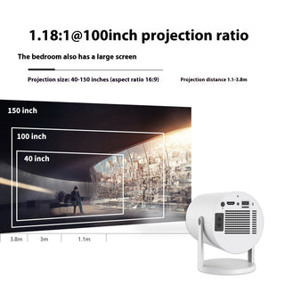 Portable Projector Small Straight Projector For Home Use 180 Degrees Projection Angle Automatic Focus Home Video Projector - Phosgene