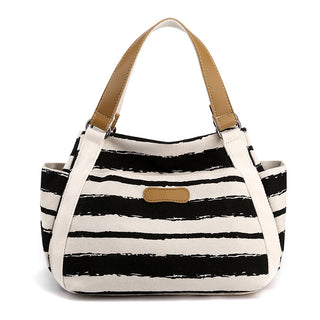 Outdoor Fashion Canvas Large Capacity Striped One-shoulder Storage Handbag - Phosgene