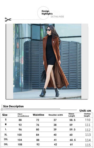 Thick Wool Slim-fit Hepburn Style Ultralong Overknee Overcoat For Women - Phosgene