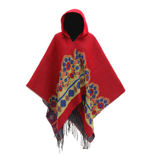 European And American Flower Woven Split Shawl Acrylic Fiber Hat Cloak - Phosgene