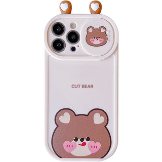 Super Cute Cartoon Cute Little Animal Push And Pull Lens Mobile Phone Case - Phosgene