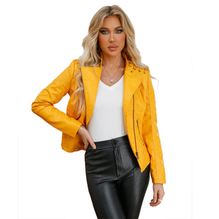 Slim Fit Thin Leather Coat Women's Motorcycle Clothing - Phosgene