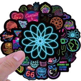 50 Neon Graffiti Stickers Decorative Waterproof Stickers - Phosgene