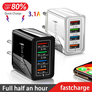 USB Charger Quick Charge 3.0 4 Phone Adapter For Tablet Portable Wall Mobile Charger Fast Charger - Phosgene