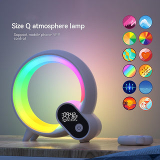 Creative Q Light Analog Sunrise Digital Display Alarm Clock Bluetooth Audio Intelligent Wake-up Q Colorful Atmosphere Light - Phosgene