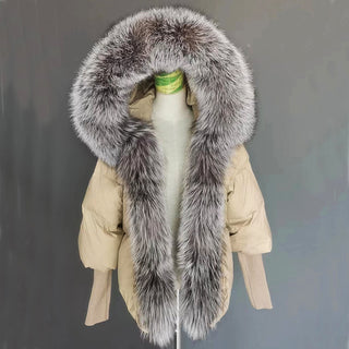 White Duck Down Real Fur Big Fur Collar Down Jacket - Phosgene