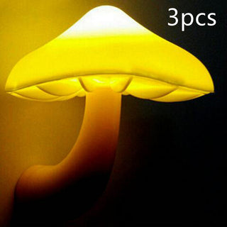 LED Night Light Mushroom Wall Socket Lamp EU US Plug Warm White Light-control Sensor Bedroom Light Home Decoration - Phosgene